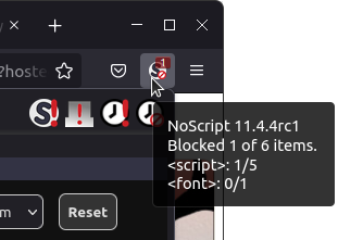 Clicking on NoScript toolbar icon